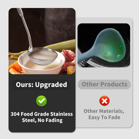 Newness Soup Ladle ergonomic round handle for comfortable grip