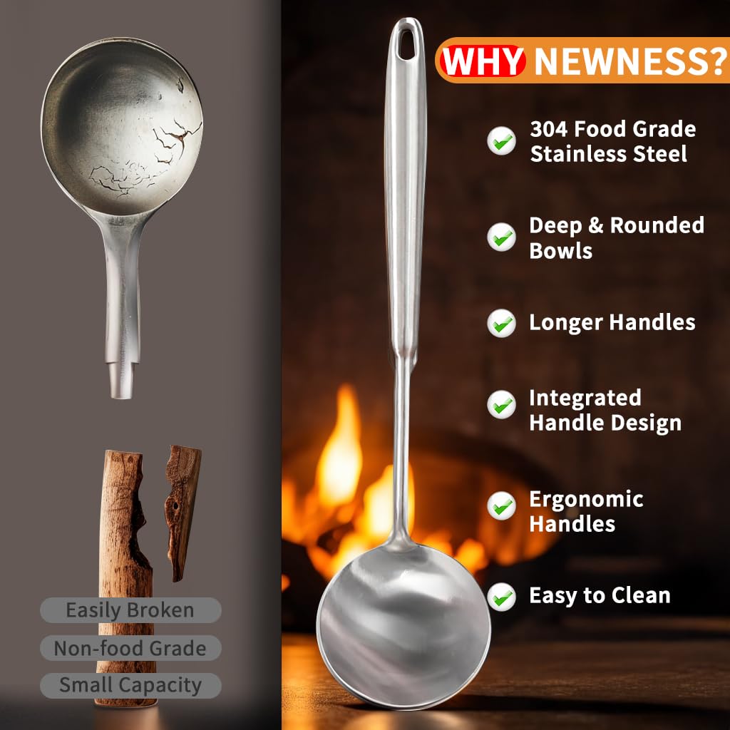 Newness Soup Ladle with vacuum handle stays cooler during cooking