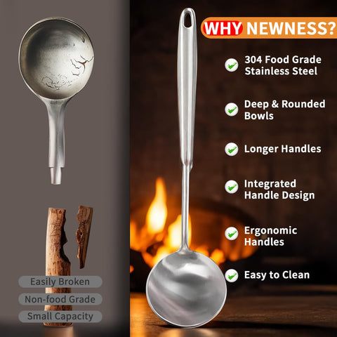Newness Soup Ladle with vacuum handle stays cooler during cooking