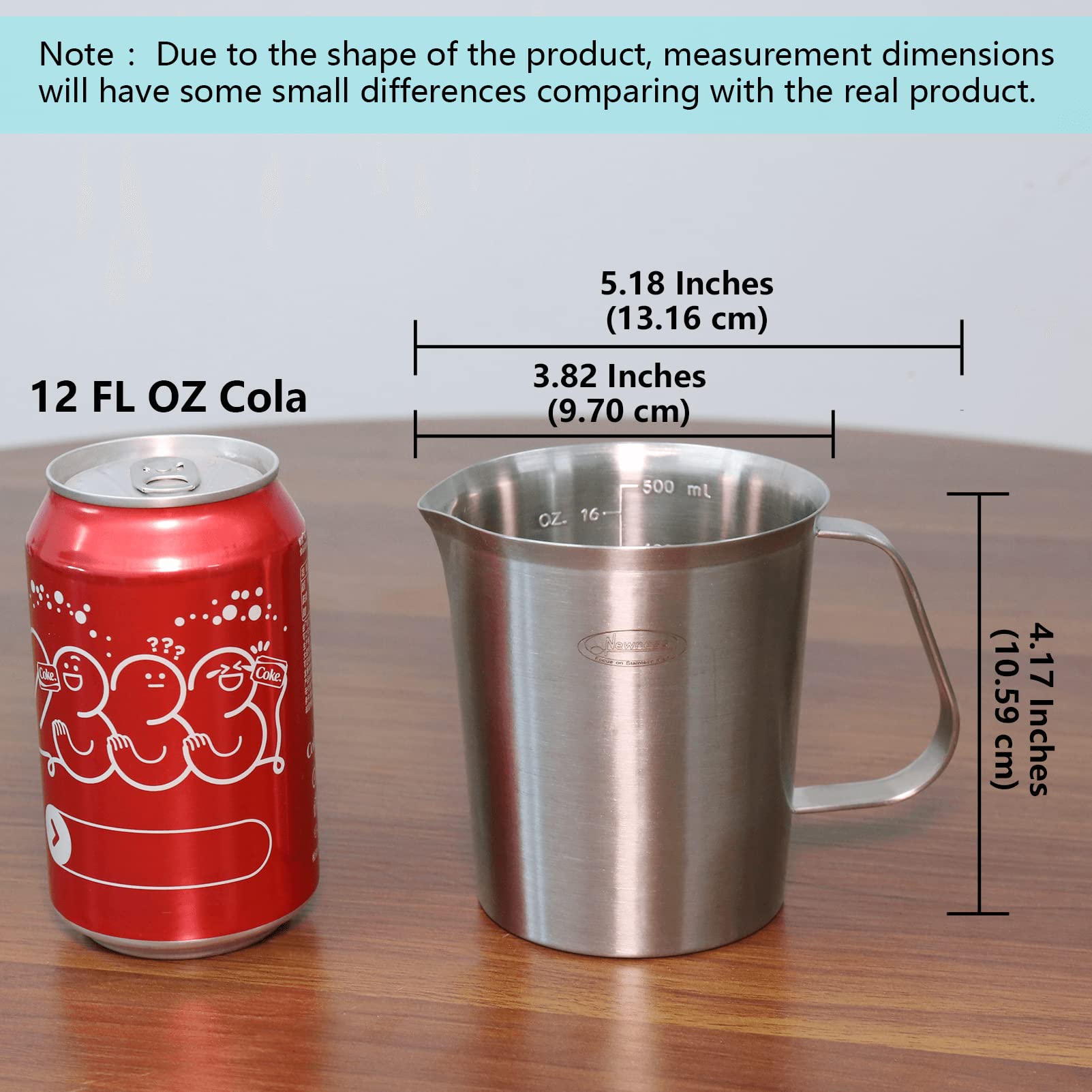 Newness stainless steel measuring cup with modern sleek design for contemporary kitchens.