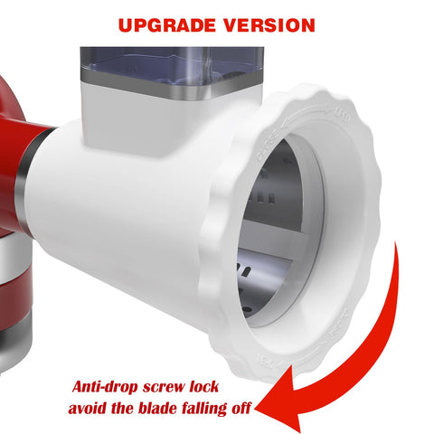 NewSETS four blades slicer shredder captures slicing, shredding, and grating tasks.