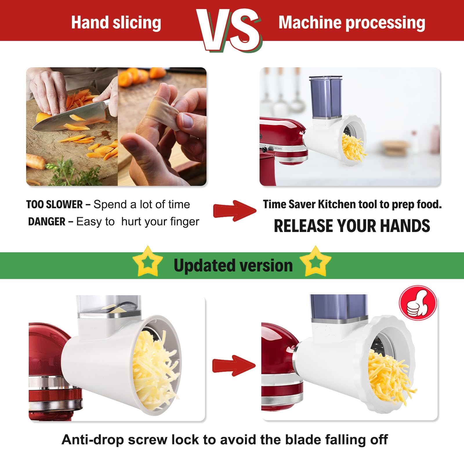 NewSETS KitchenAid stand mixer shredder adds versatile shredding for veggies and nuts.