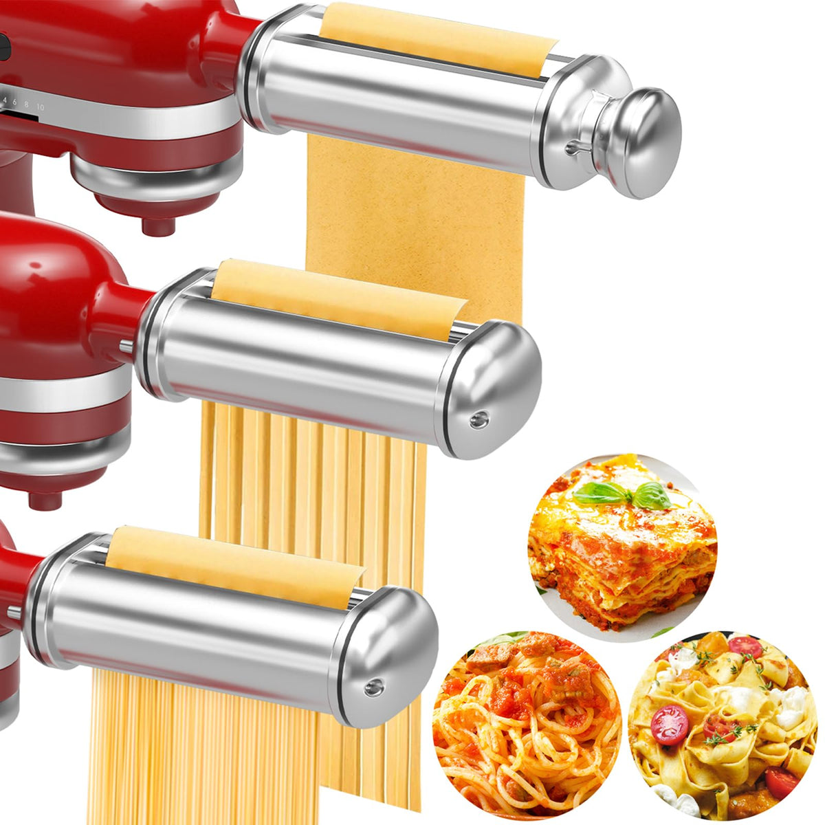 NEWSETS Pasta Maker Attachment Sheet Roller creates consistent pasta sheets for lasagna and tagliatelle