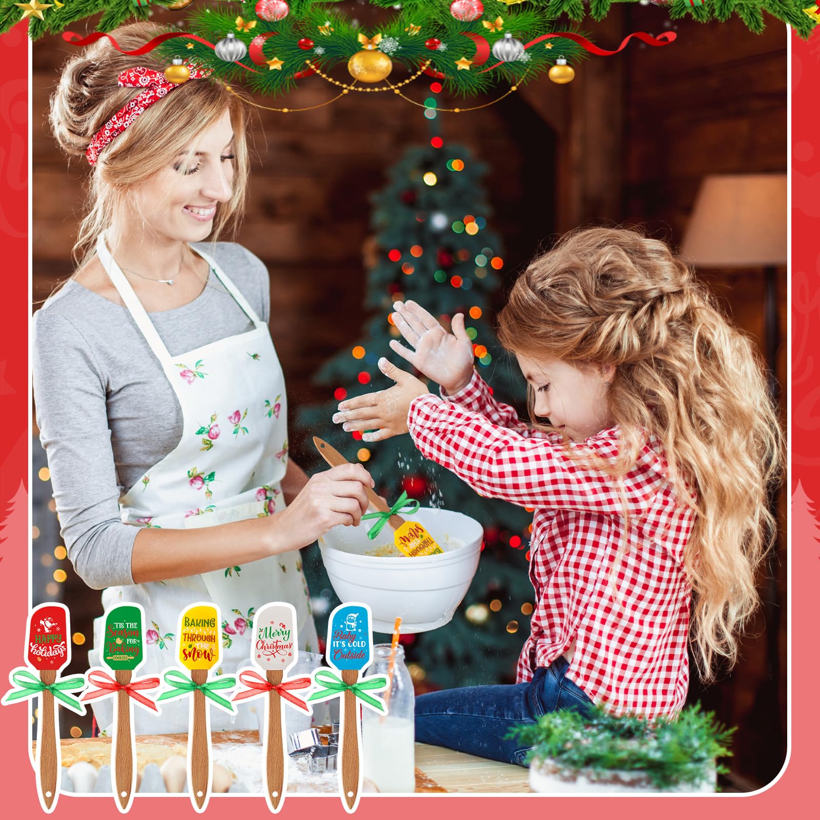 Newtay Christmas greeting card included with spatula for thoughtful gift.