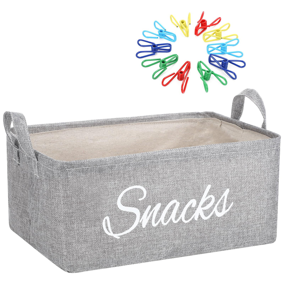 Newtay burlap grey snack basket for tidy pantry storage and easy access