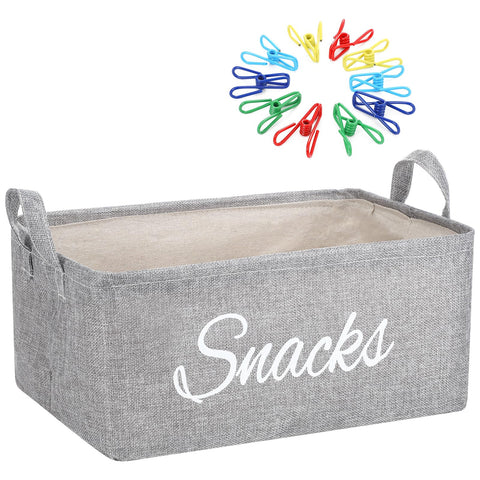 Newtay burlap grey snack basket for tidy pantry storage and easy access