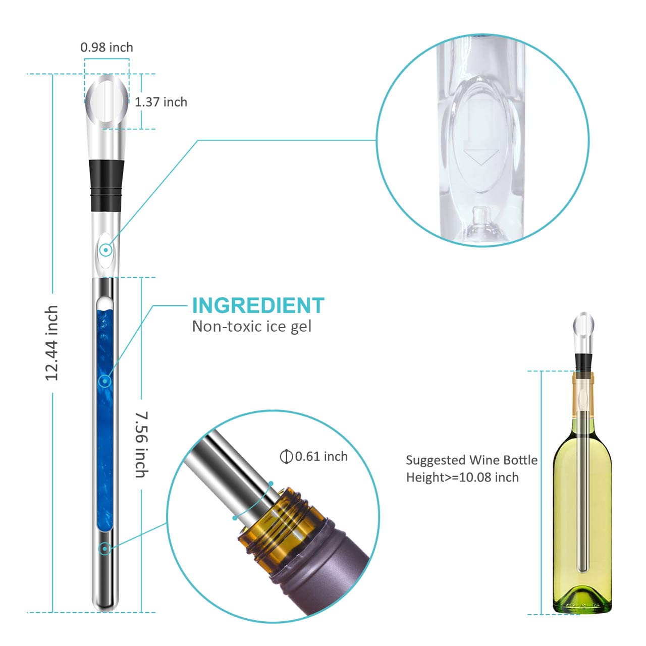 Newward Iceless Wine Chiller drip-free pour spout prevents spills