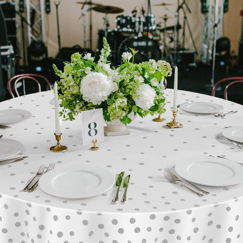 Newwiee bridal shower tablecloth with dot design adds chic charm.