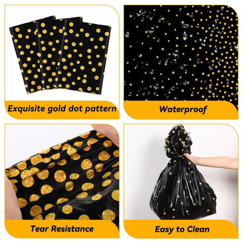 Newwiee confetti-dots tablecloth in black and gold adds elegance