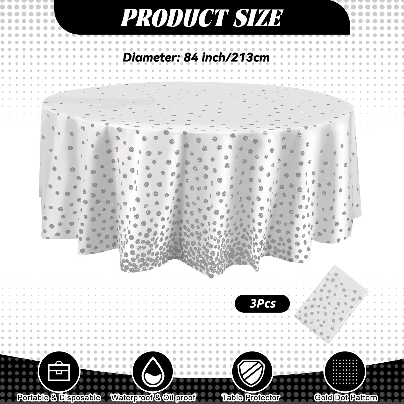 Newwiee dot-detail tablecloth closeup showing elegant pattern.