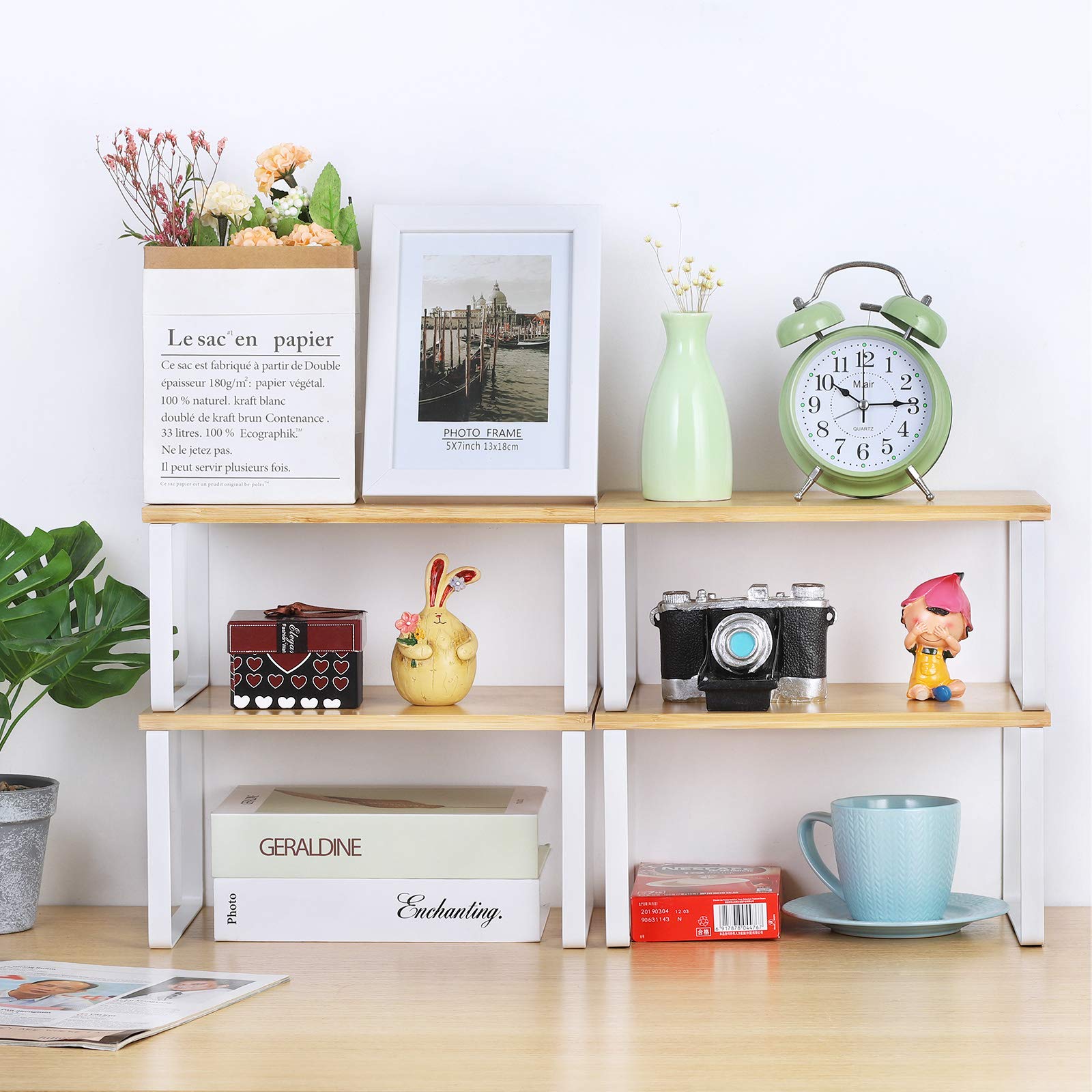 NEX bamboo kitchen shelf high provides extra vertical space for taller items.