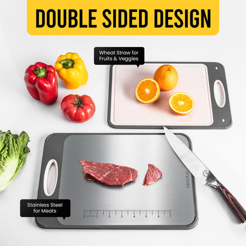 Nexolus cutting board with built-in 7 inch measuring scale for precise portions