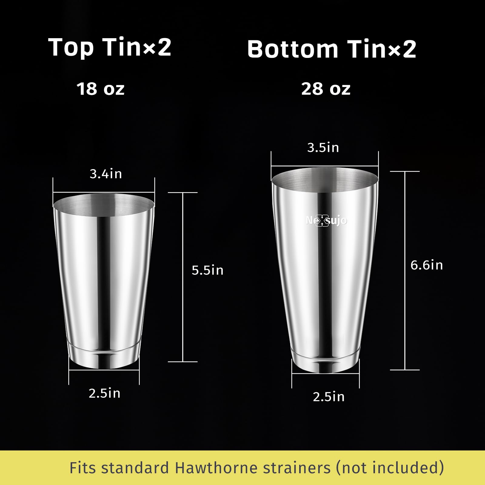 Nexsujo Boston Shaker Set dishwasher-safe for quick cleanup