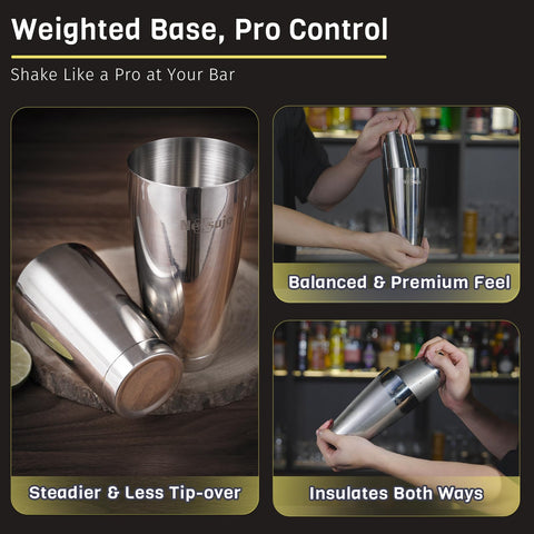Nexsujo Boston Shaker Set weighted base providing stable grip