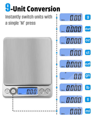 NEXT-SHINE Gram Scale backlit LCD for clear readings in low light