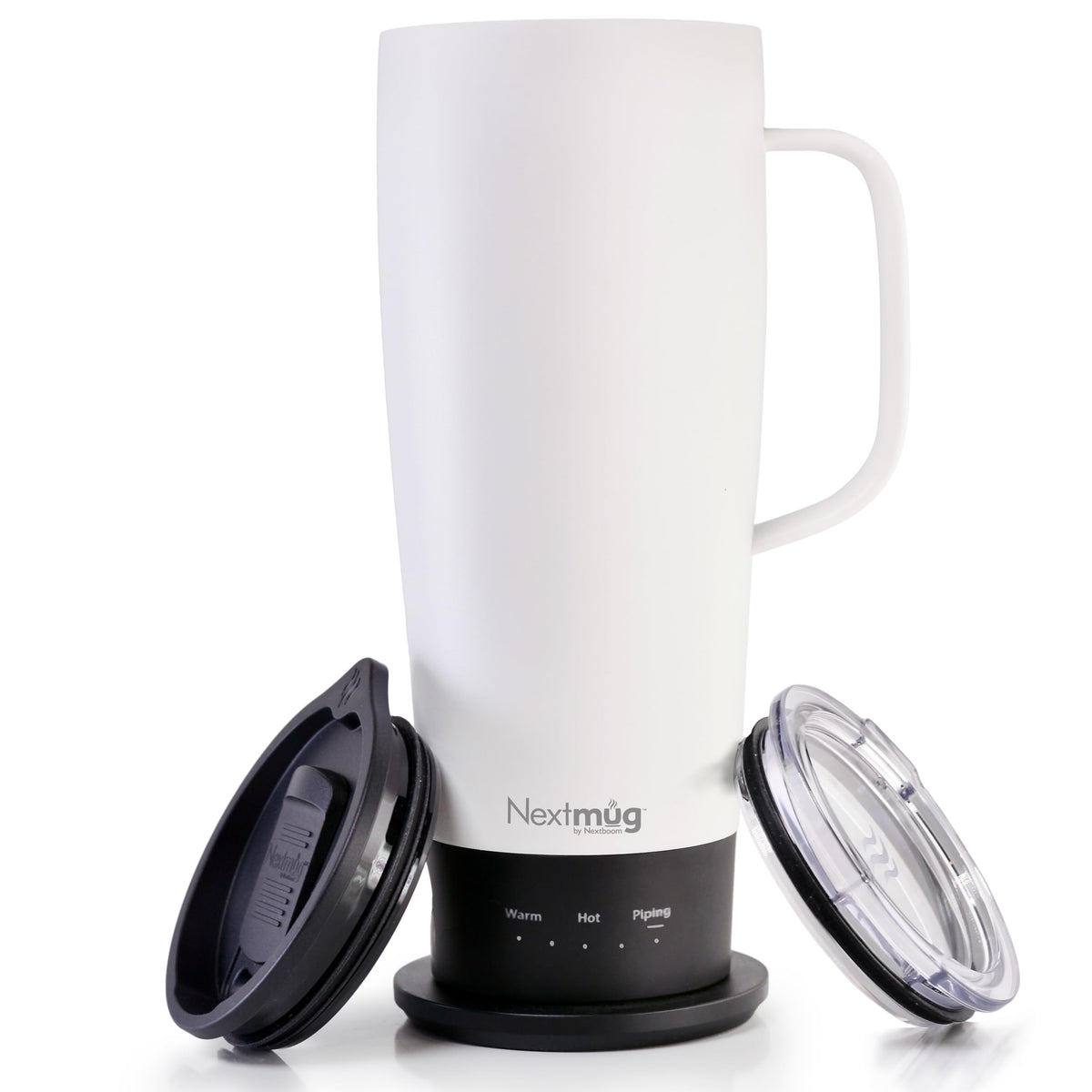 Nextmug Ultra displays battery life and current temperature on the LED indicator.