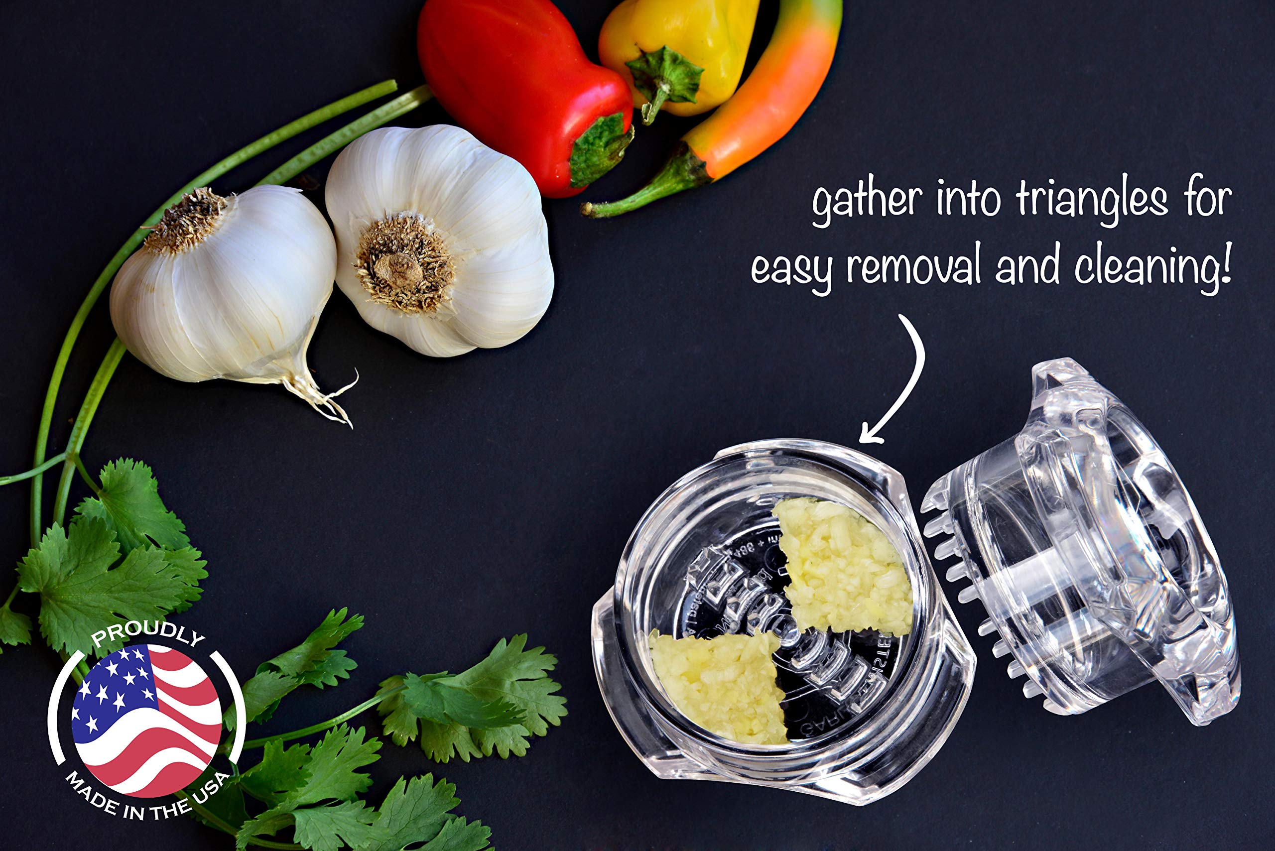 Herbs chopped evenly with NexTrend Garlic Twister 4th Gen.