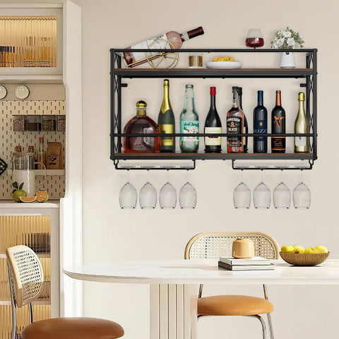 NEYCIL metal-wood wall mount wine holder adds a stylish touch to any room.