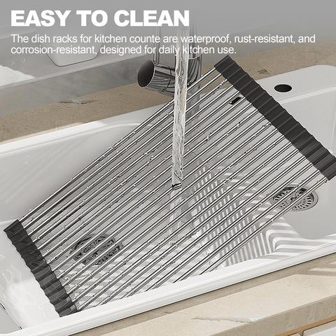 NEZUIBAN dish rack highlighting easy cleaning and BPA-free materials