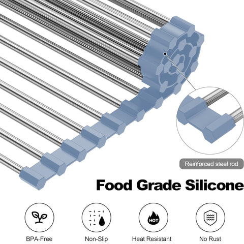 NEZUIBAN roll-up rack supports plates and cups while saving counter space.