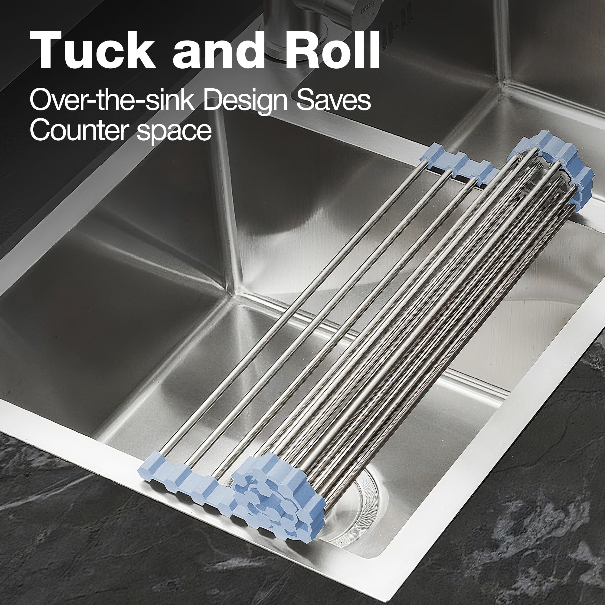 NEZUIBAN drying rack drains water into sink with BPA-free silicone-coated rods.