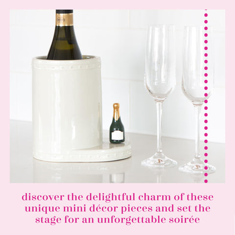 Nora Fleming champagne bottle mini close-up paint detail showcases craftsmanship
