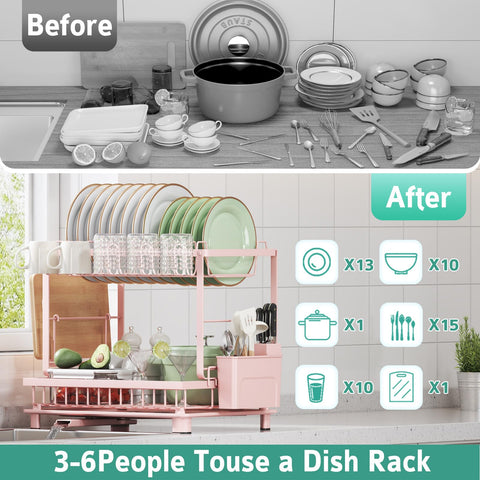Nfnoyp pink countertop rack adds soft color to kitchen