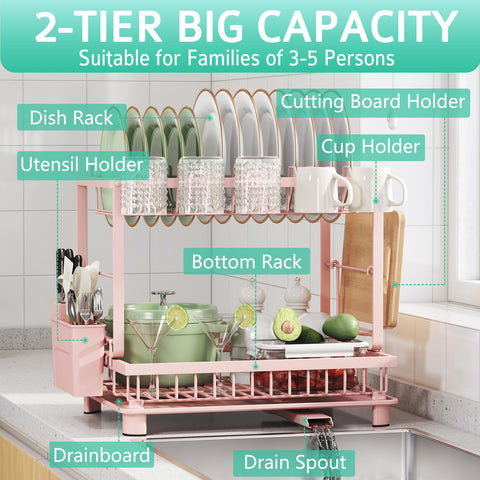 Nfnoyp two-tier dish dryer setup showing organized storage