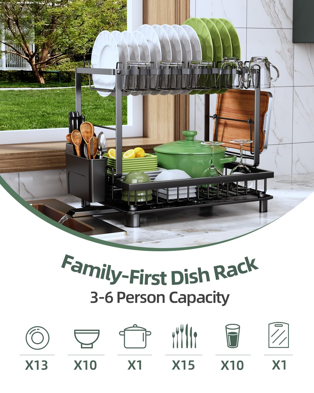 Nfnoyp utensil and cup holder assembly offers flexible organization.