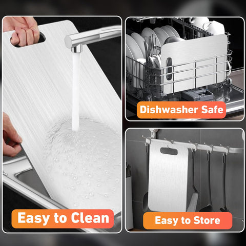 NGWDBA Tavano titanium cutting board dishwasher safe, easy to clean after cooking.