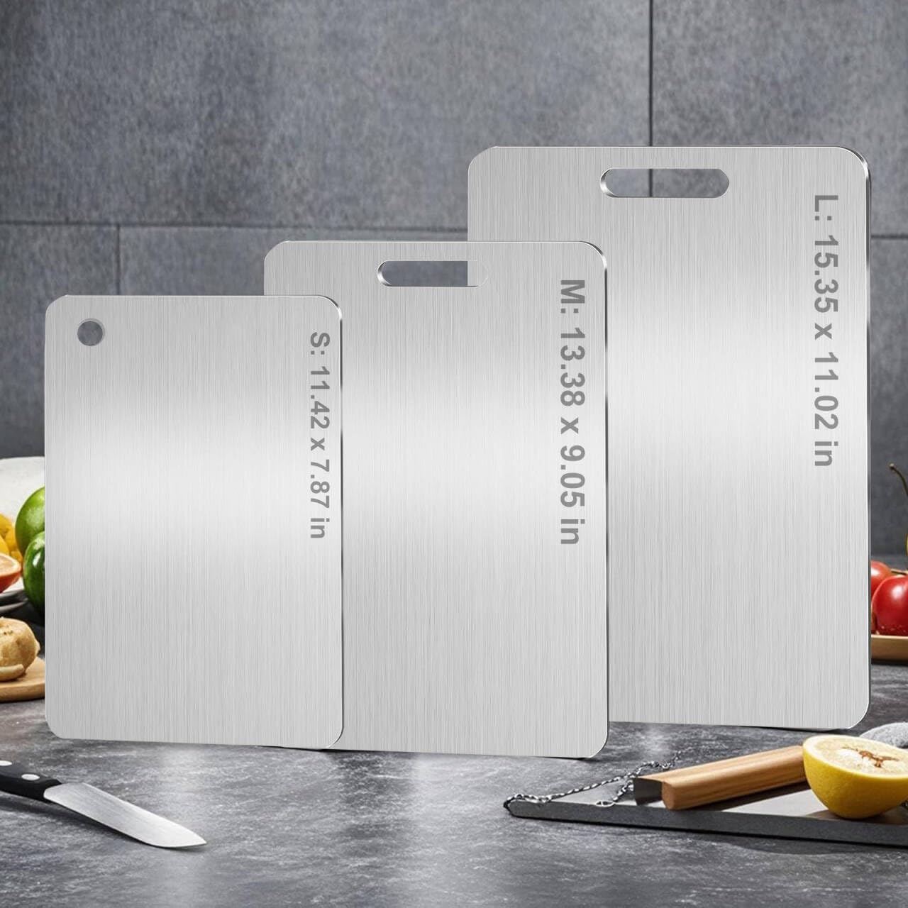 NGWDBA Tavano titanium cutting board nonporous surface resists liquids and odors.