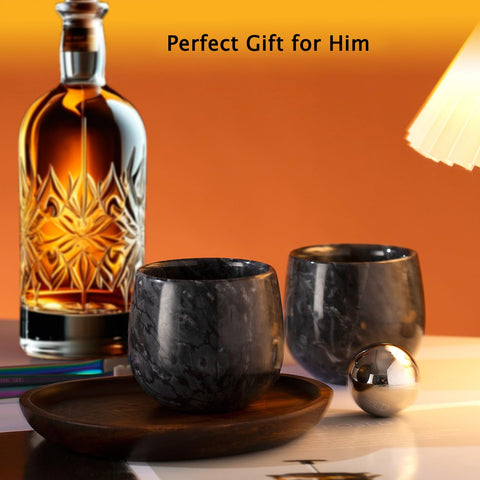 NHKRTE gift box with two glasses and stones showcases complete gifting solution.