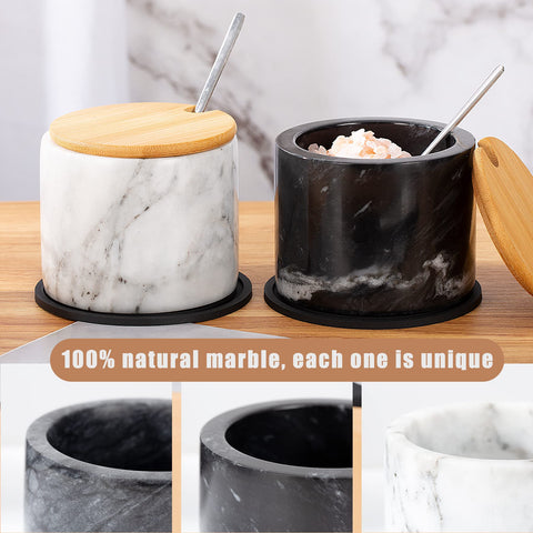 NHKRTE marble salt cellar bottom anti-slip pad protects countertops.