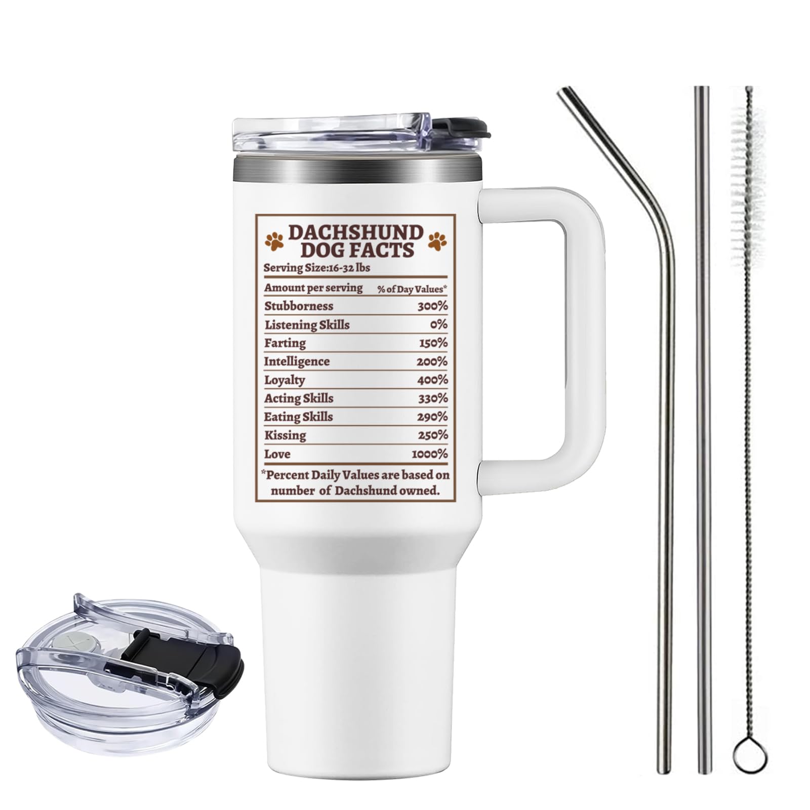 NIAXAUYT dachshund tumbler with straw lid for convenient sipping.