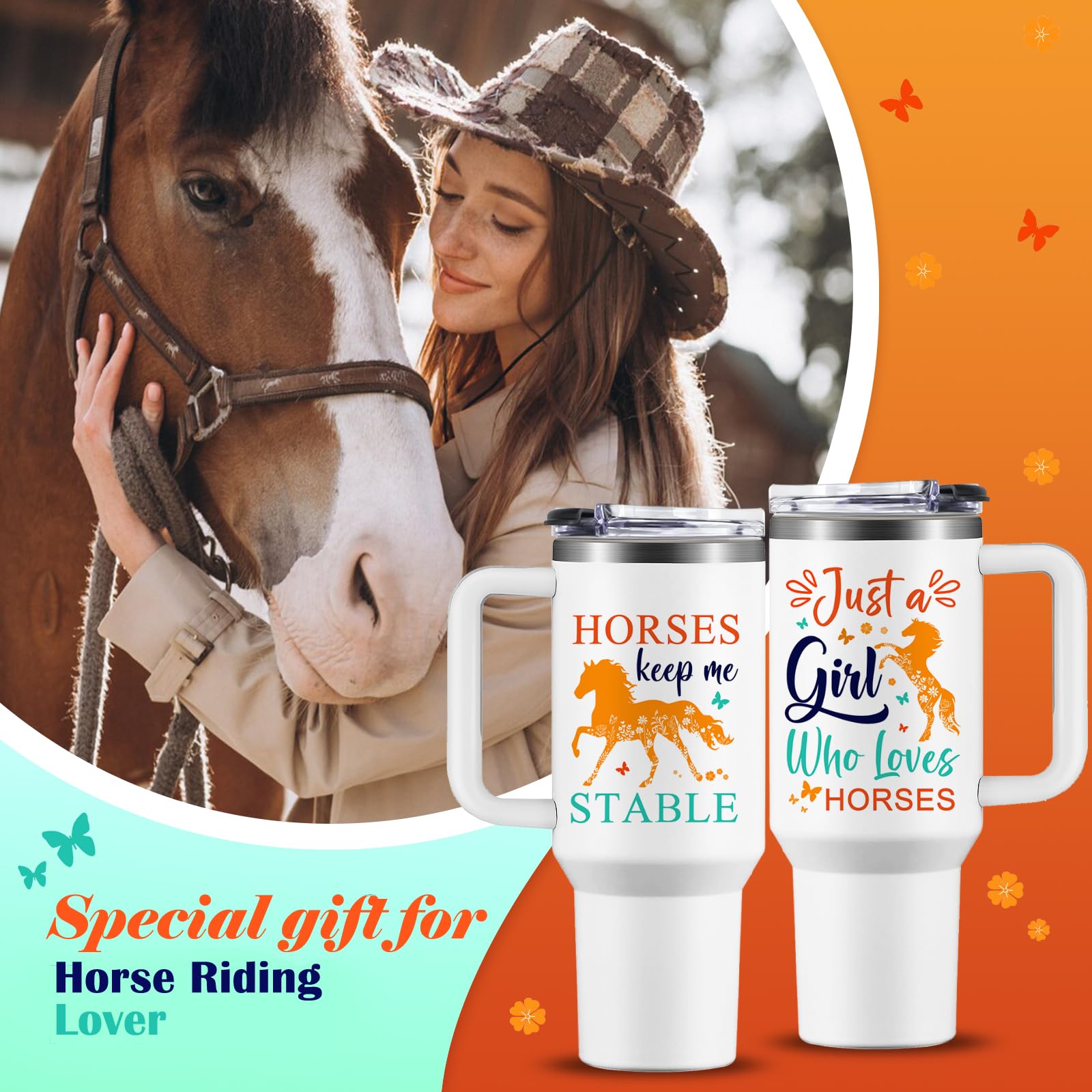 NIAXAUYT horse gifts tumbler for women and girls with double-wall insulation
