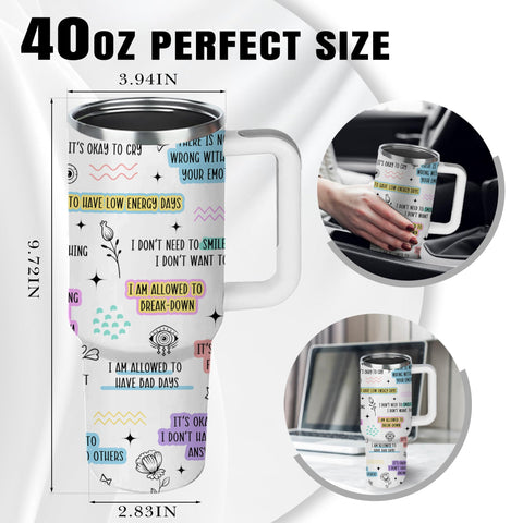 NIAXAUYT Mental Breakdown Cup design showcases inspirational text for daily motivation.