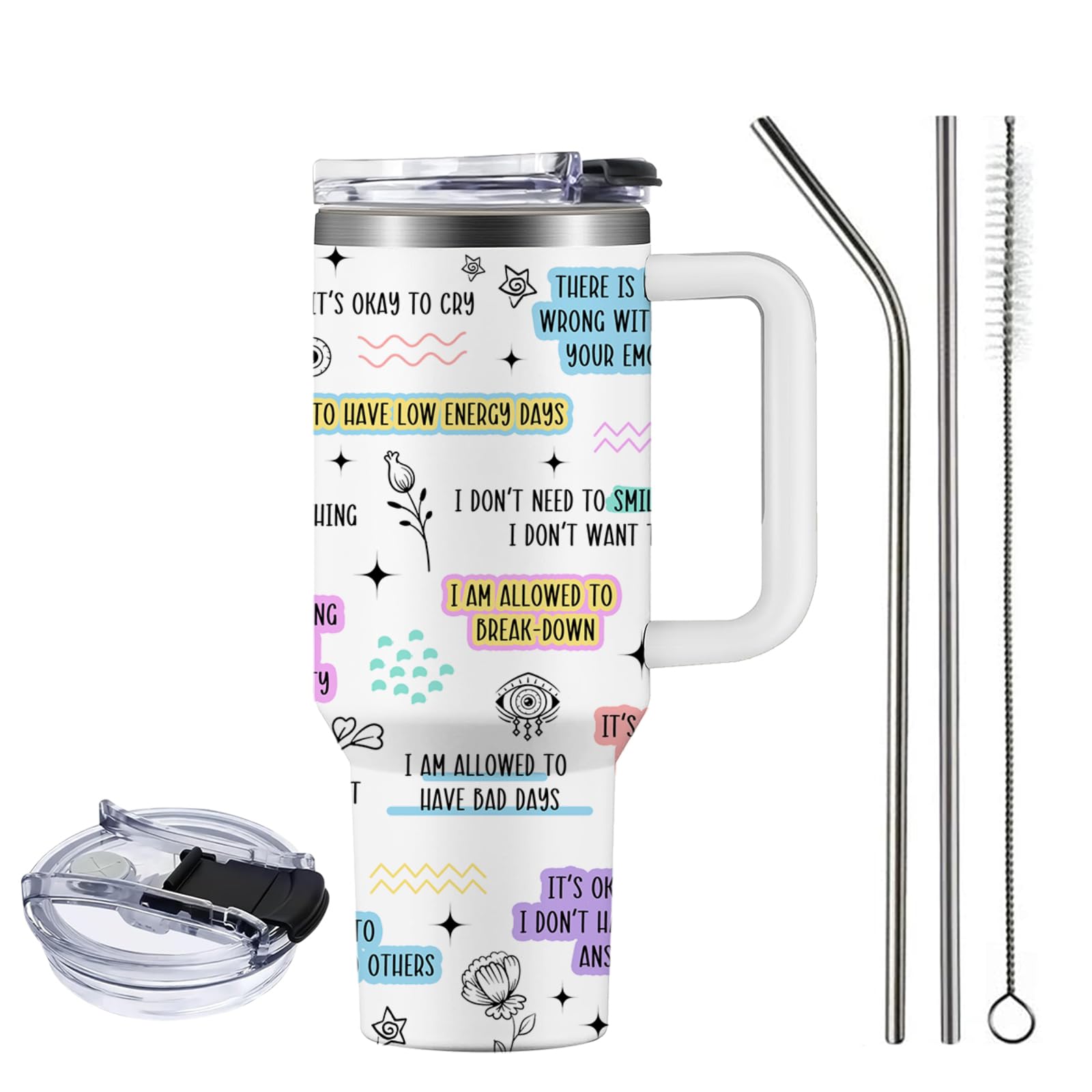 NIAXAUYT My Mental Breakdown Cup with straw enables refreshing drinks anywhere.