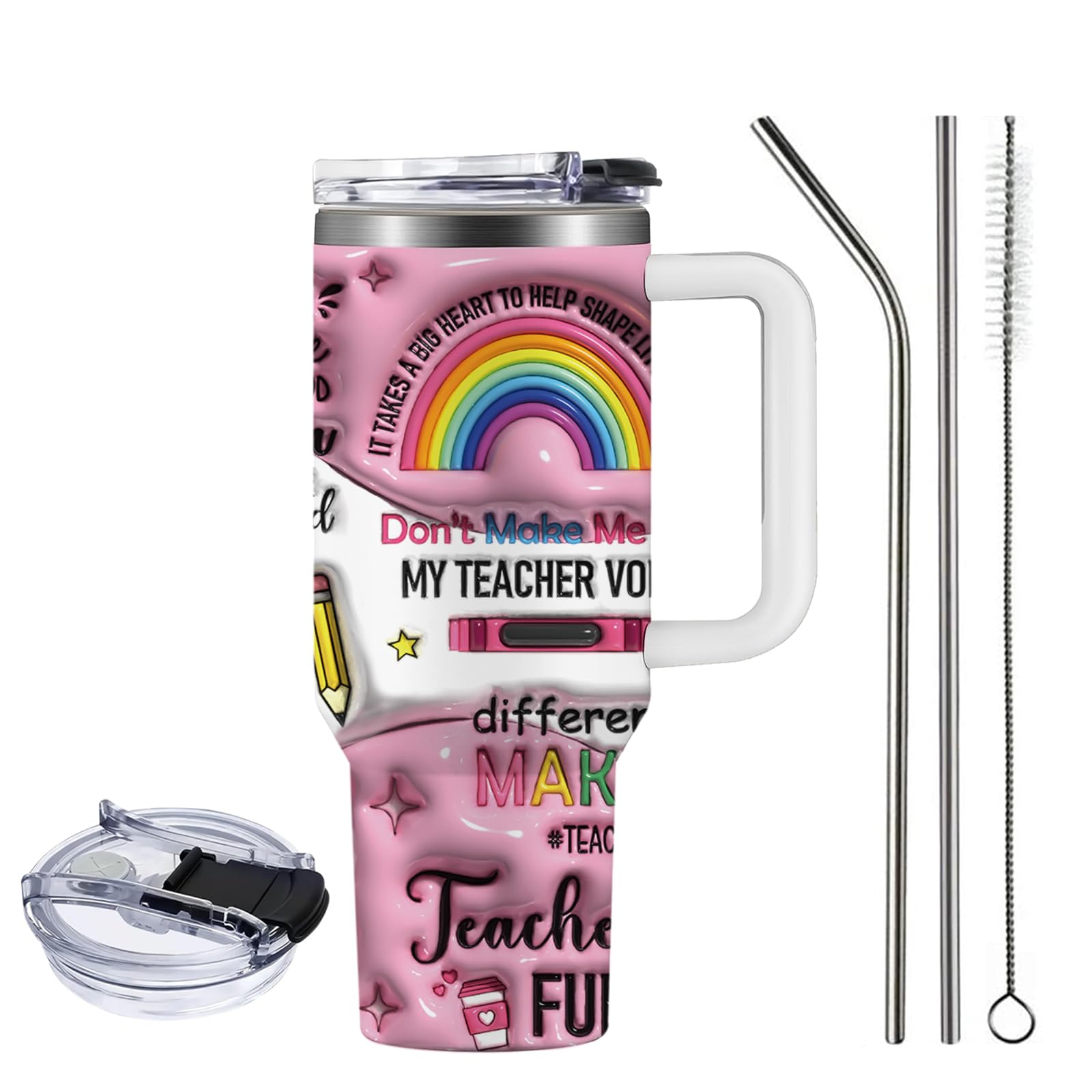 NIAXAUYT Teacher Life tumbler bent straw for comfortable sipping while teaching