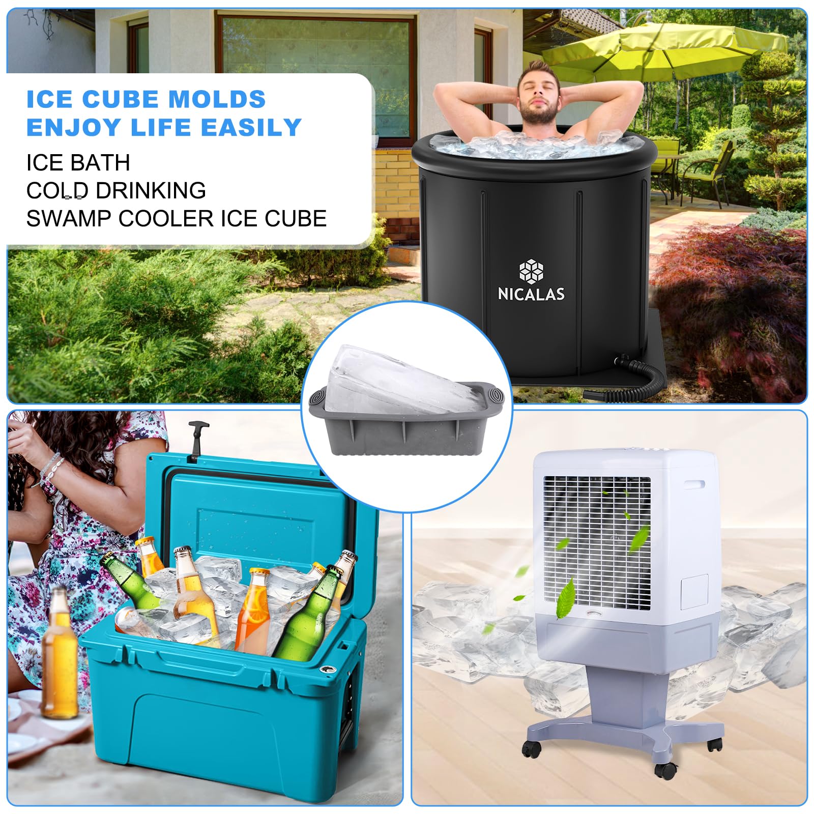 Nicalas ice mold stores compactly and travels easily with silicone flexibility.
