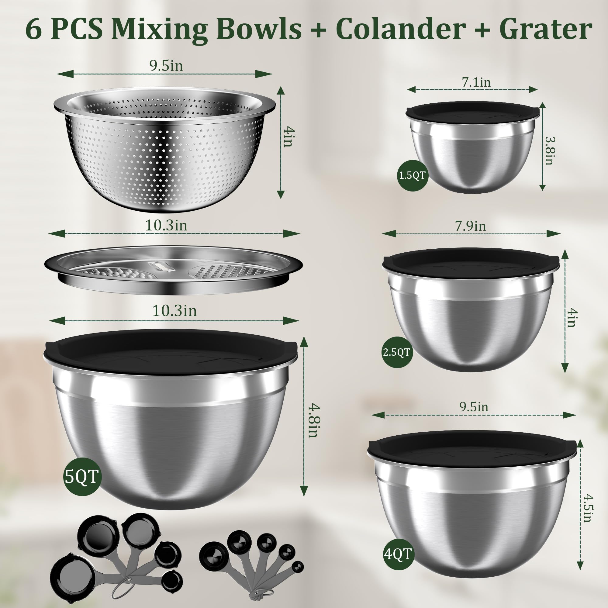 Nicdiet black stainless steel bowls add a modern look to everyday cooking.