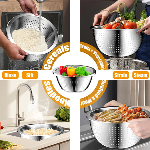 Nicdiet colander included for efficient draining after washing vegetables.
