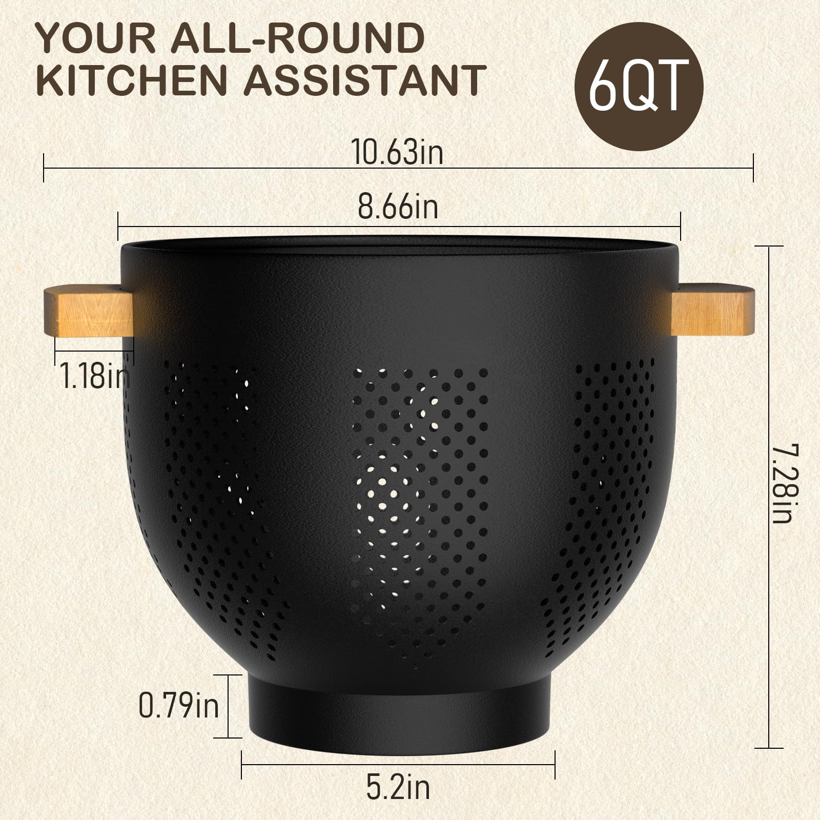 Nicdiet easy-clean colander design allows quick hand-washing and wipe dry care.