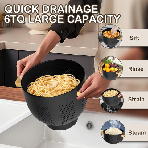 Nicdiet colander matte-finish scratch-resistant surface stays clean after use.