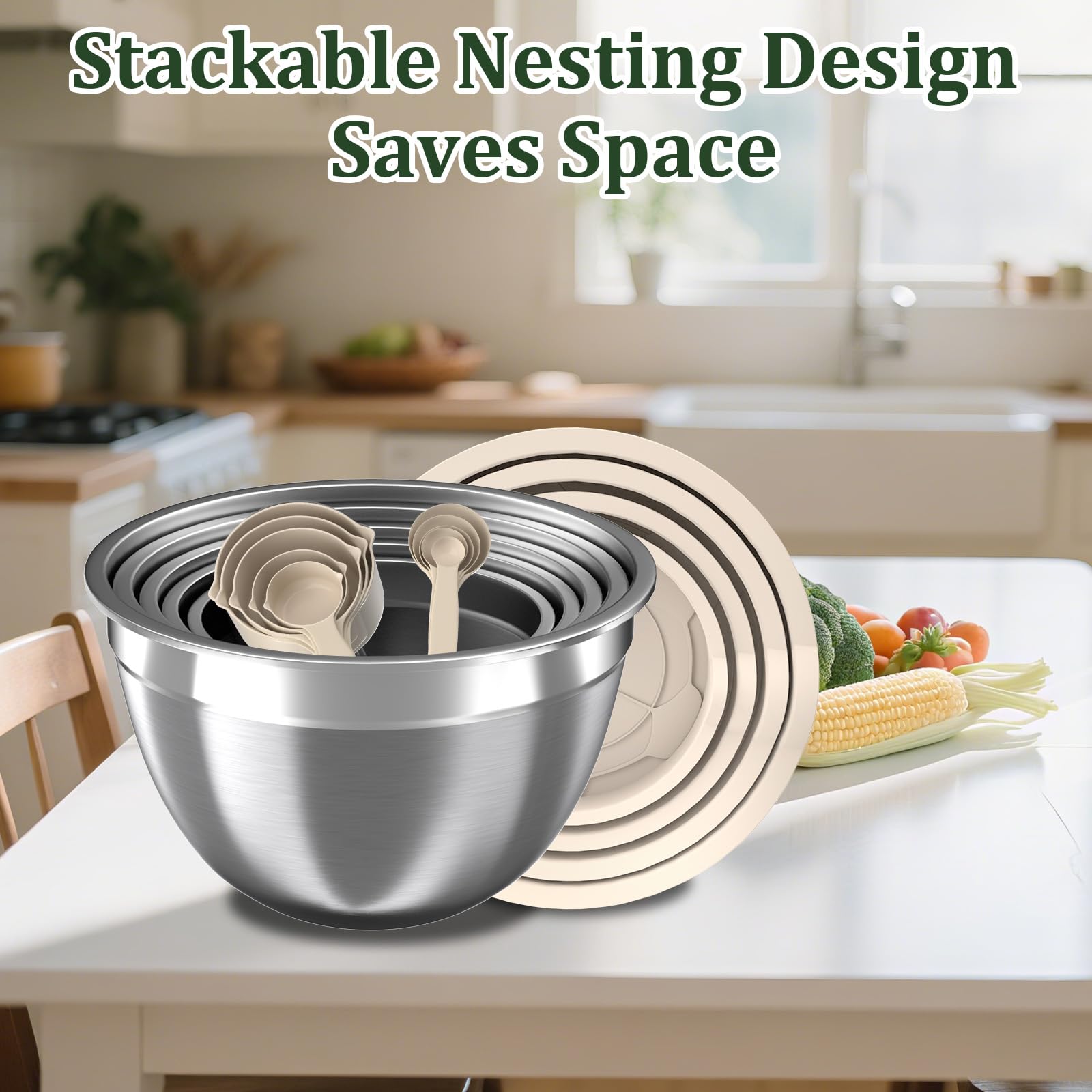 Nicdiet measuring cups and spoons included for precise prep.