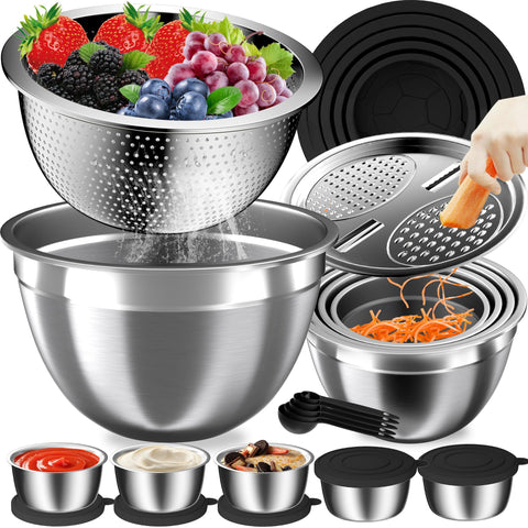 Nicdiet mixing bowls with lids – front view, versatile prep and storage