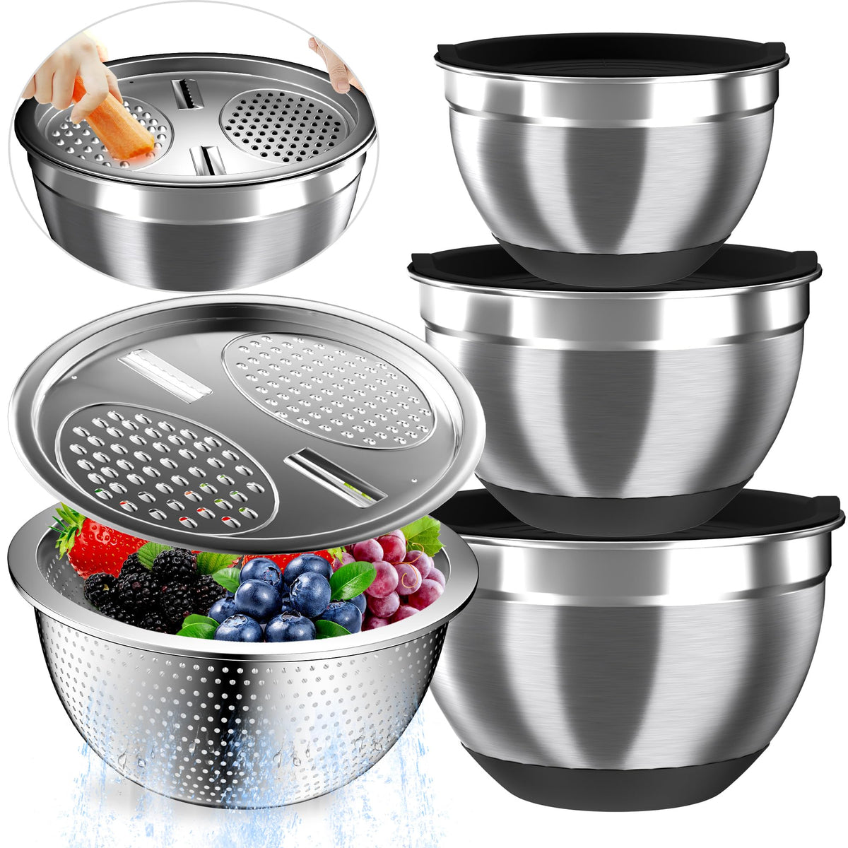 Nicdiet mixing bowls with airtight lids for fresh storage and easy prep.