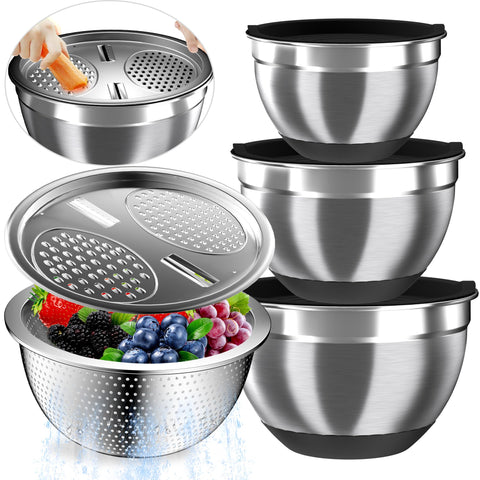 Nicdiet mixing bowls with airtight lids for fresh storage and easy prep.