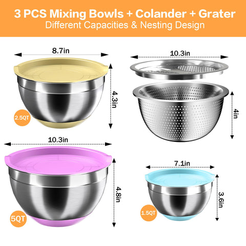 Nicdiet multicolor-stainless-steel-set adds vibrant organization to kitchen routines