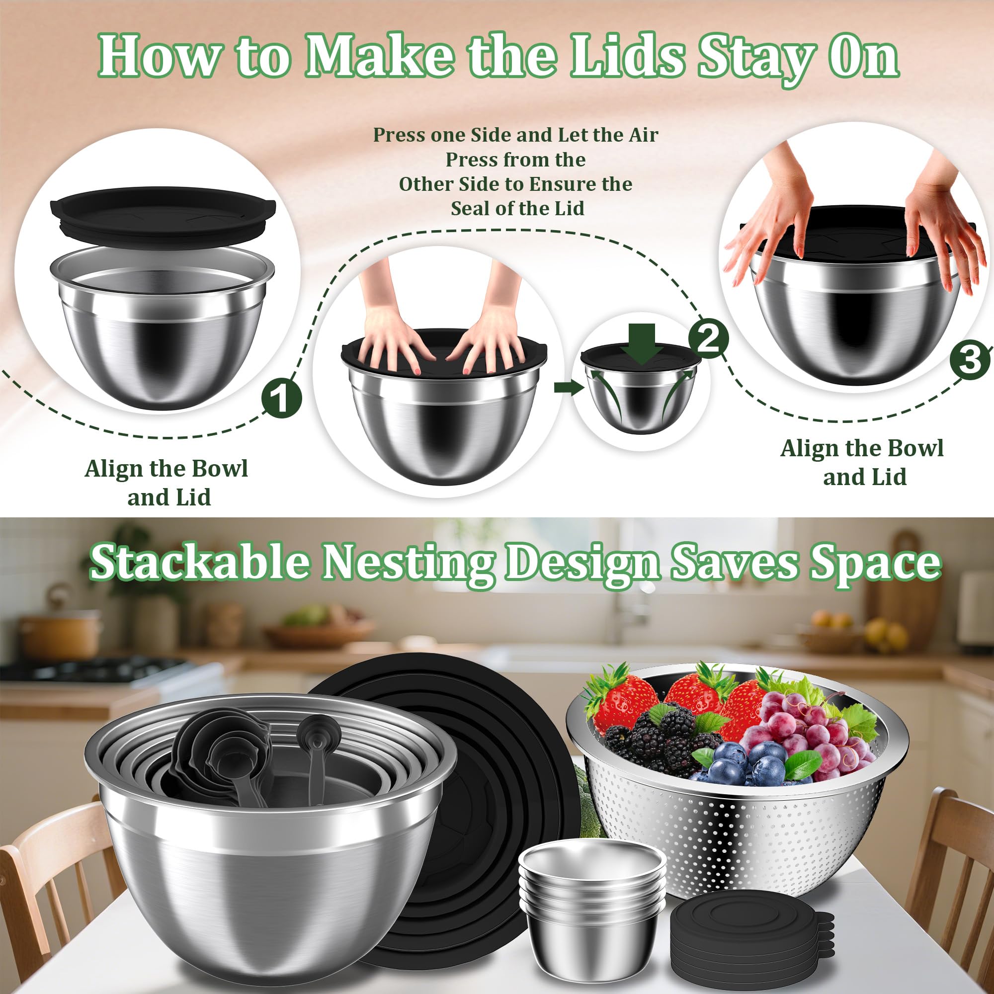 Nicdiet nesting bowls inside cabinet – space-saving, organized kitchen