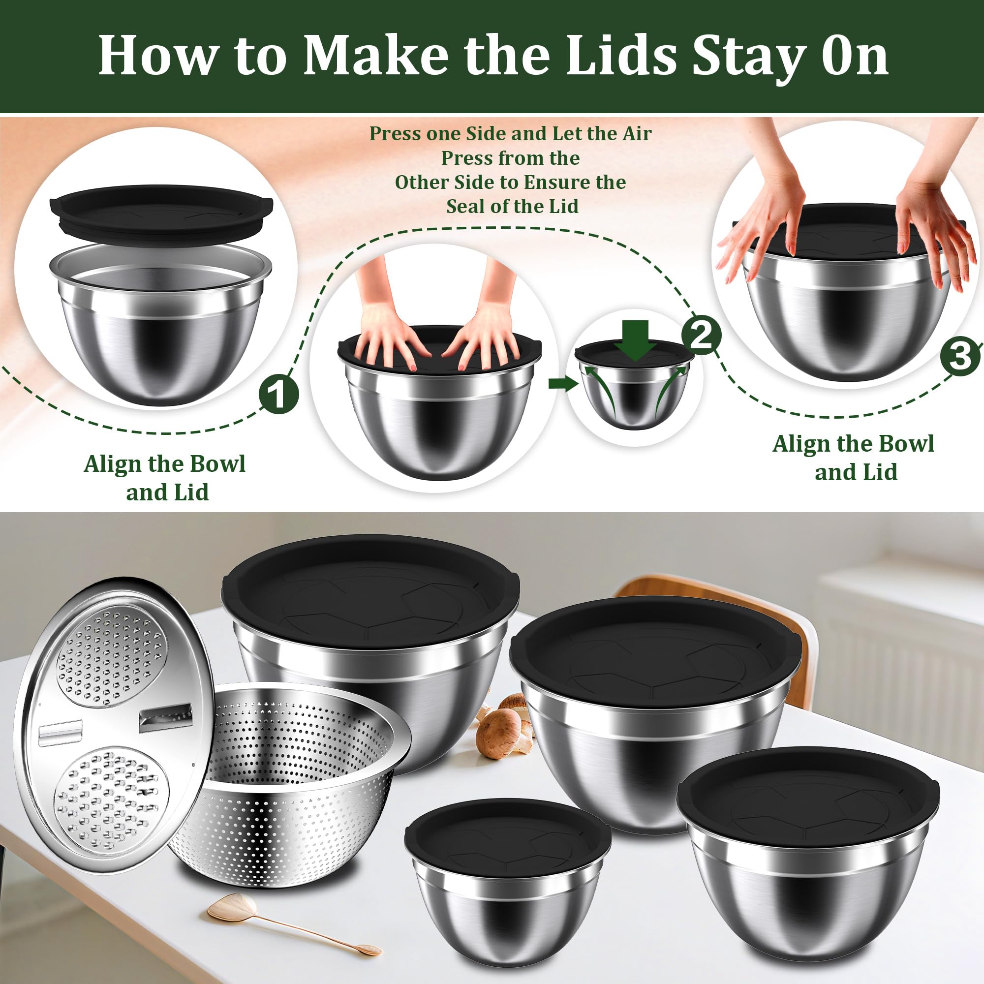 Nicdiet nesting bowls set neatly in a cabinet for easy meal prep access.